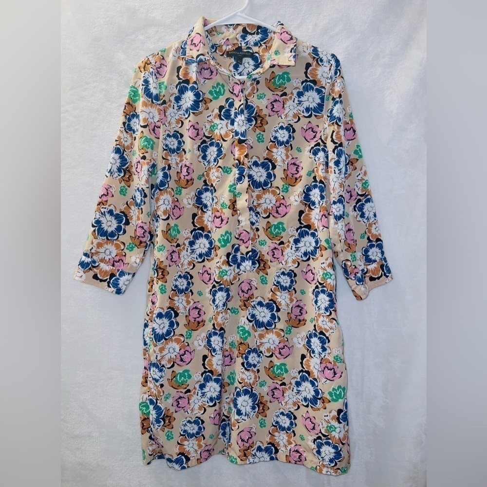 Banana Republic Floral Print Long Sleeve Button Up Shirt Dress size 6